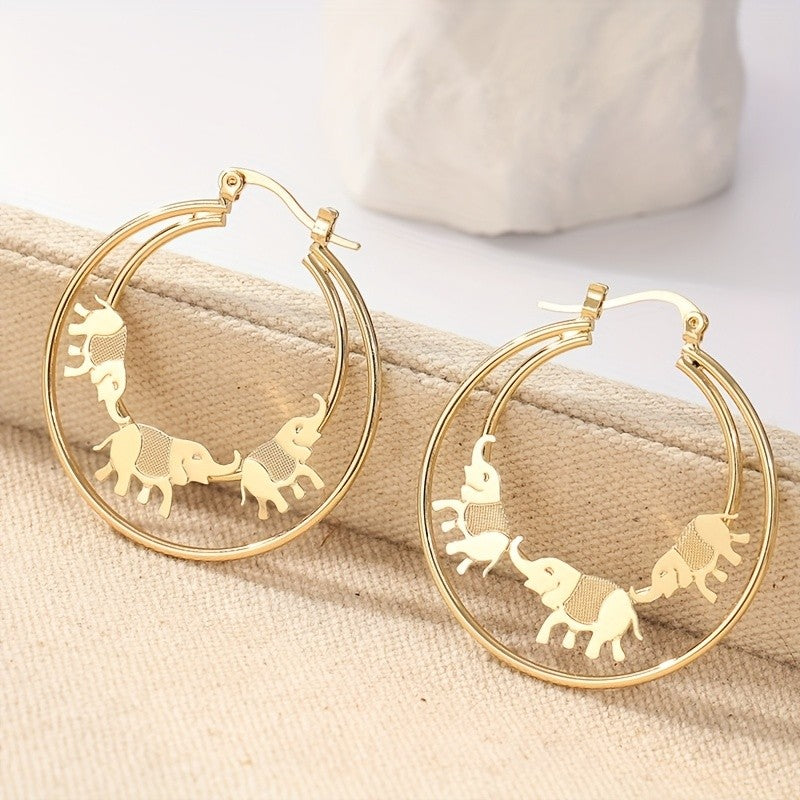 Dainty Elephant Hoop Earrings