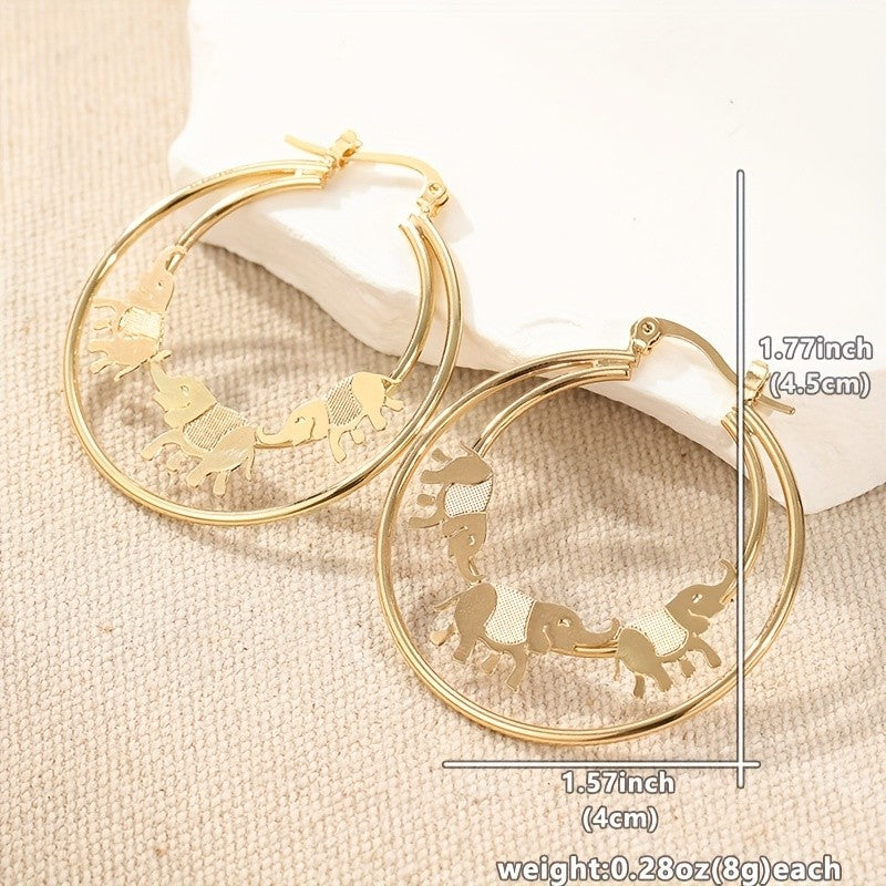 Dainty Elephant Hoop Earrings