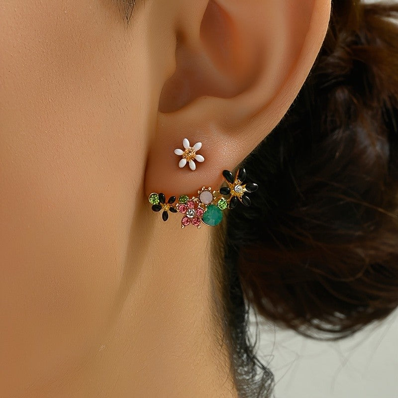 Dainty Vintage Floral Rhinestone Earrings