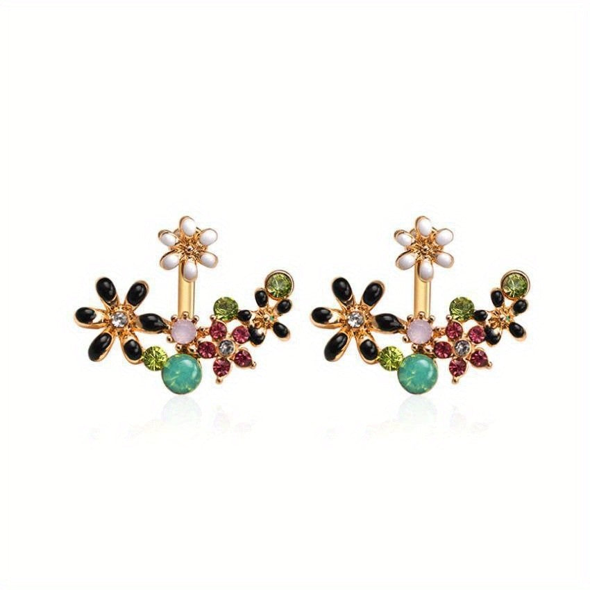 Dainty Vintage Floral Rhinestone Earrings