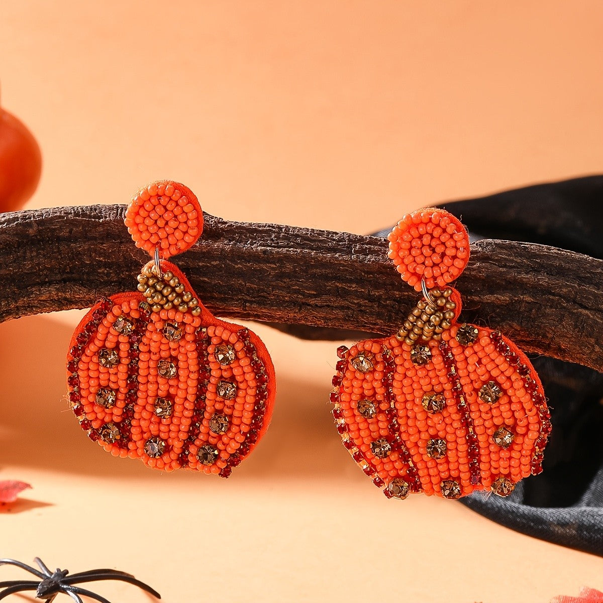 Elegant Beaded Pumpkin Earrings