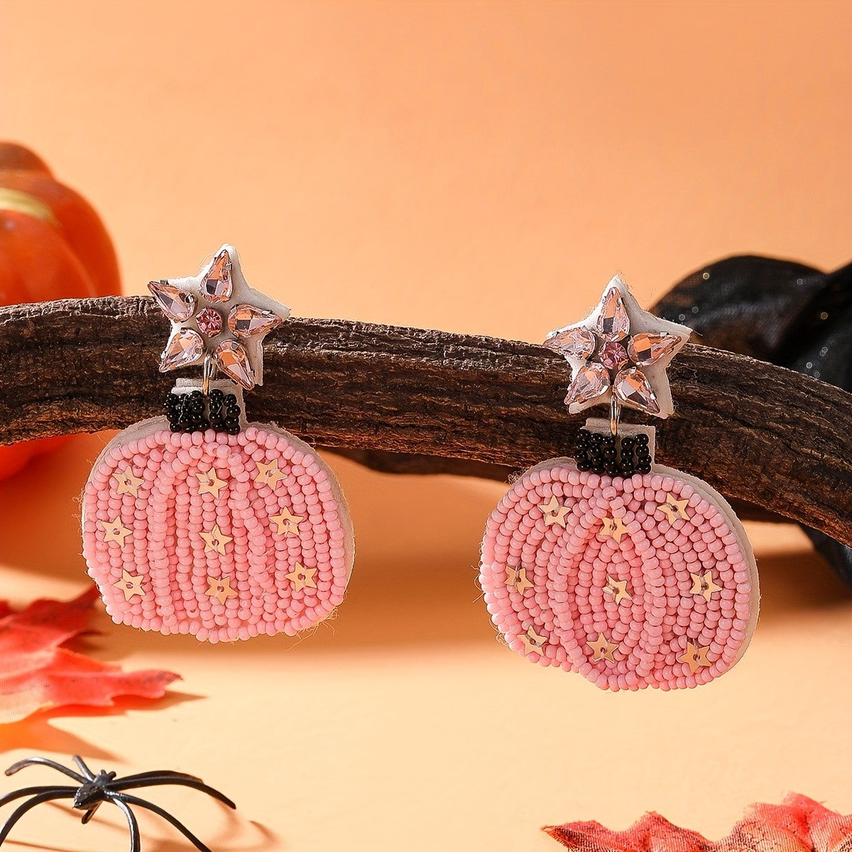 Elegant Beaded Pumpkin Earrings
