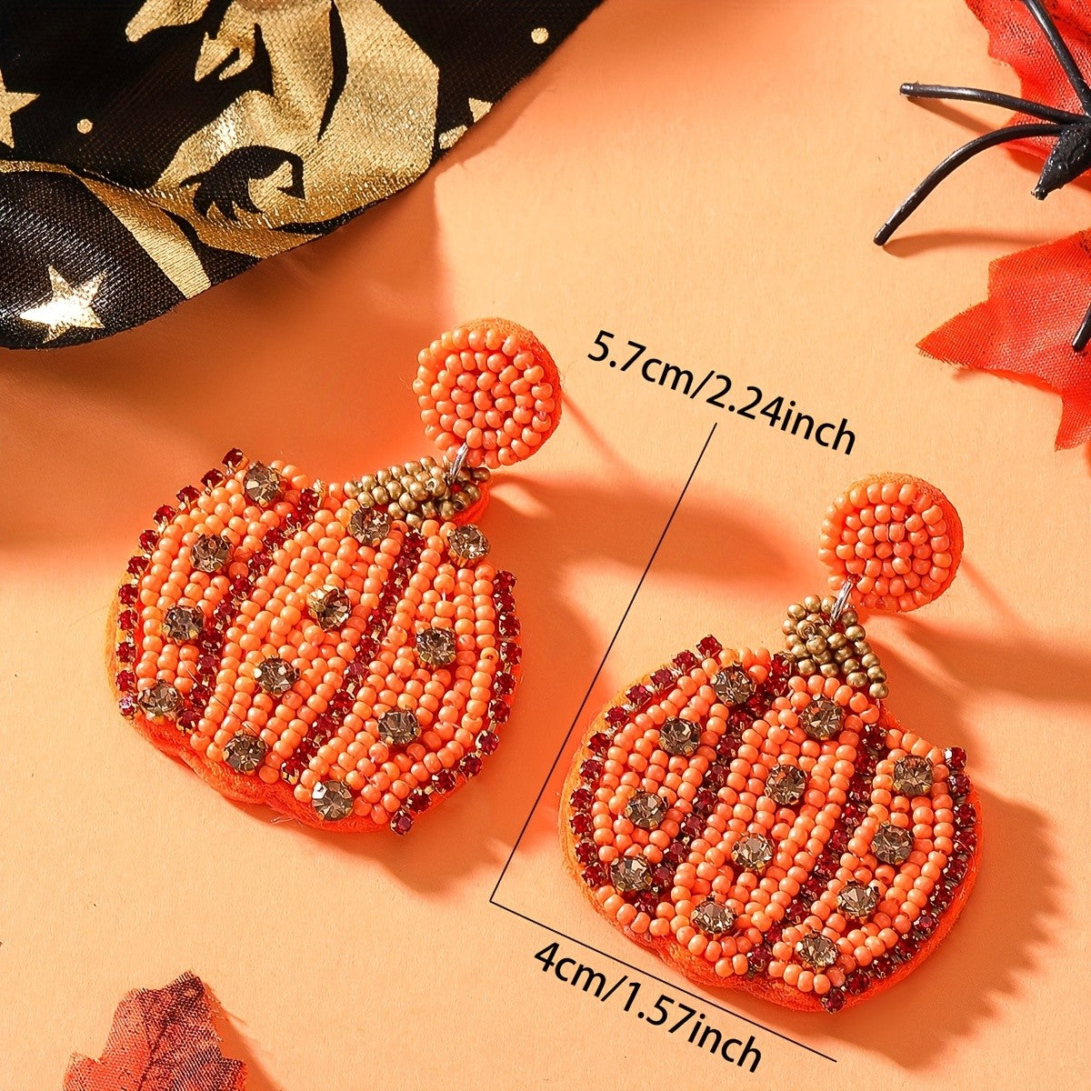 Elegant Beaded Pumpkin Earrings