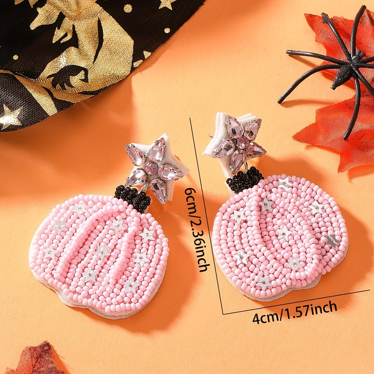 Elegant Beaded Pumpkin Earrings
