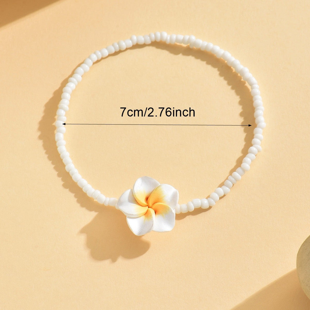 Dainty White Flower Beaded Anklet