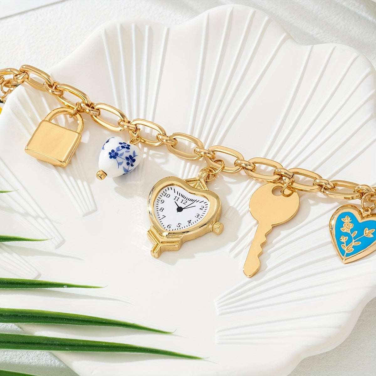 Boho Ceramic Heart Lock Necklace