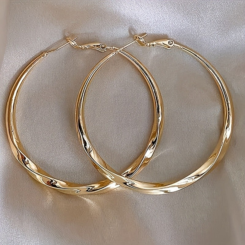 14k Elegant Twisted Hoop Earrings