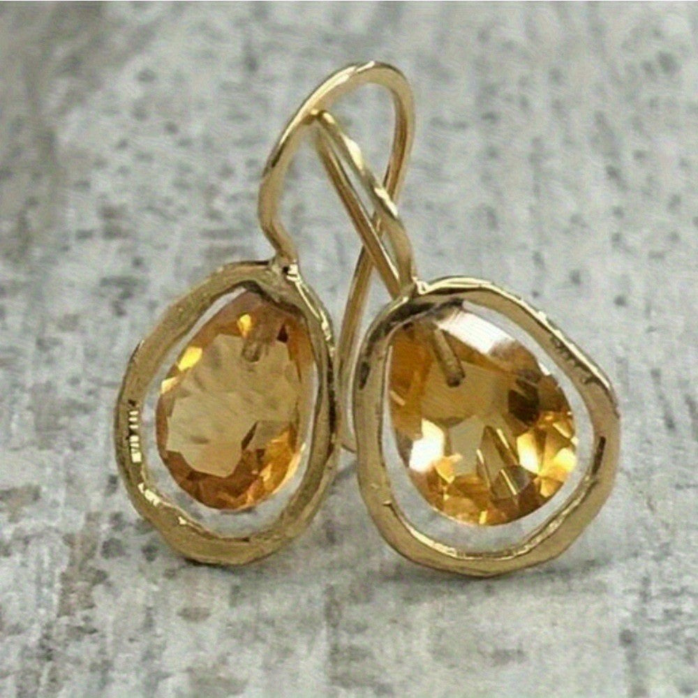 Vintage Inspired Amber Teardrop Earrings
