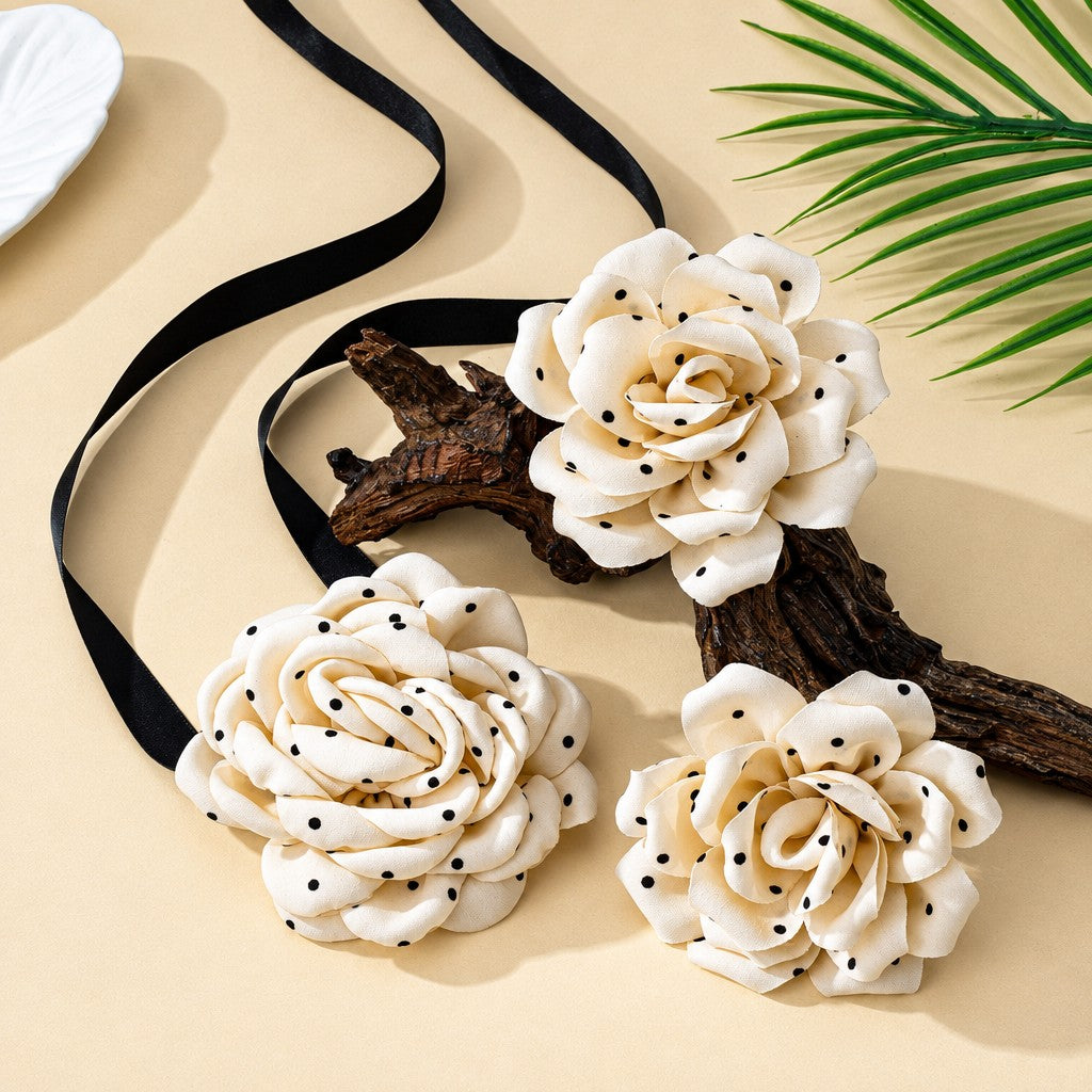 Elegant Leopard Print Rose Choker Set