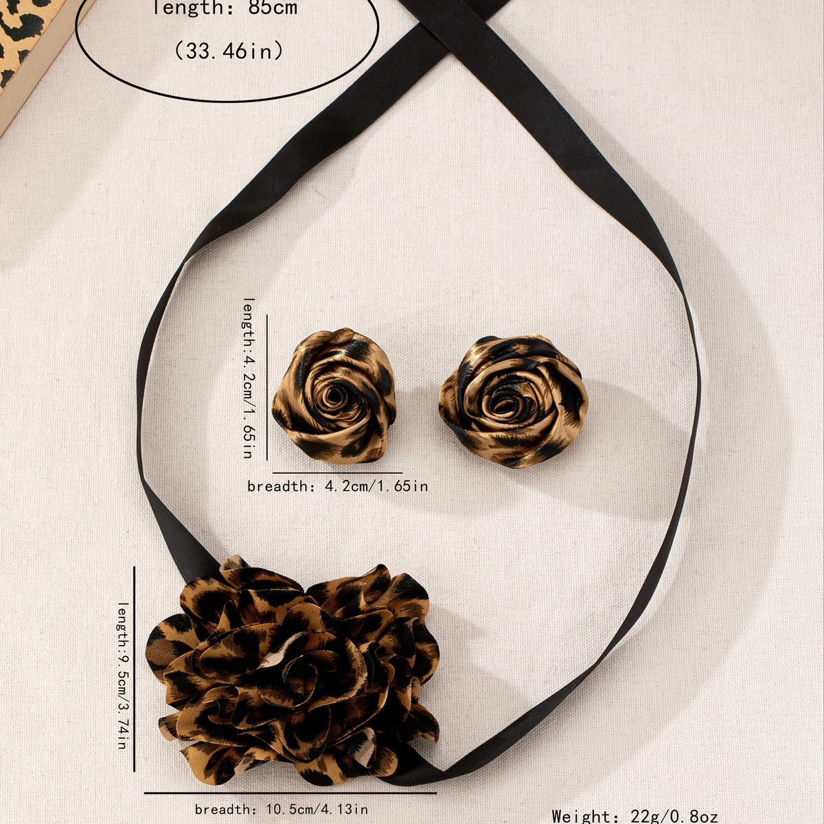 Elegant Leopard Print Rose Choker Set