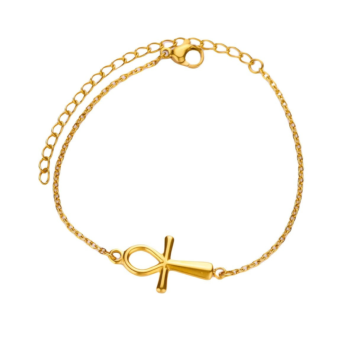 18k Elegant Ankh Cross Anklet