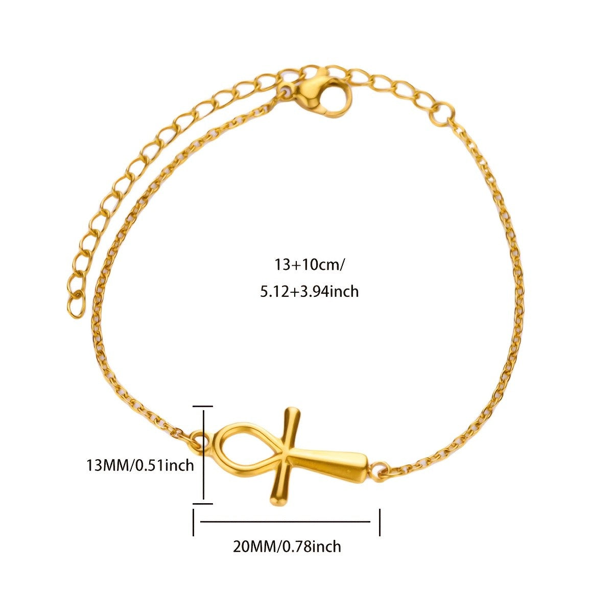 18k Elegant Ankh Cross Anklet