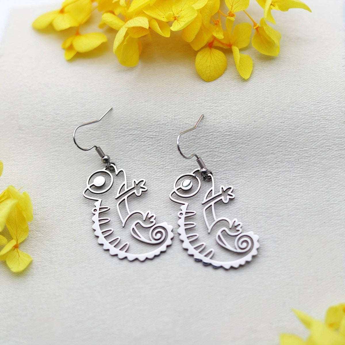 Dainty Lizard Drop Earrings