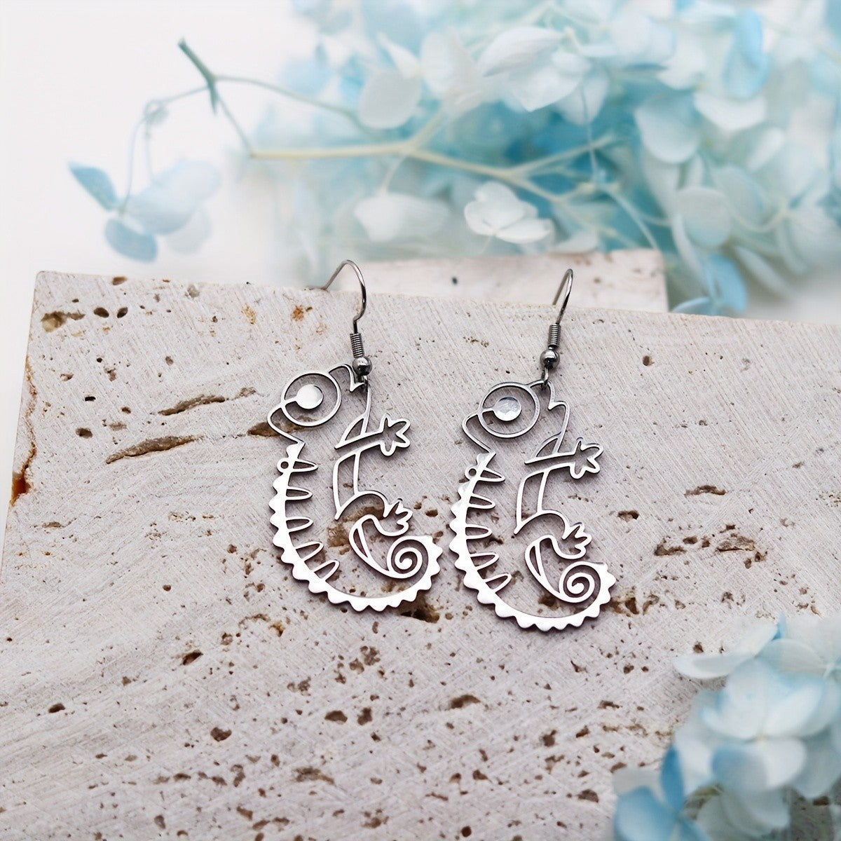 Dainty Lizard Drop Earrings