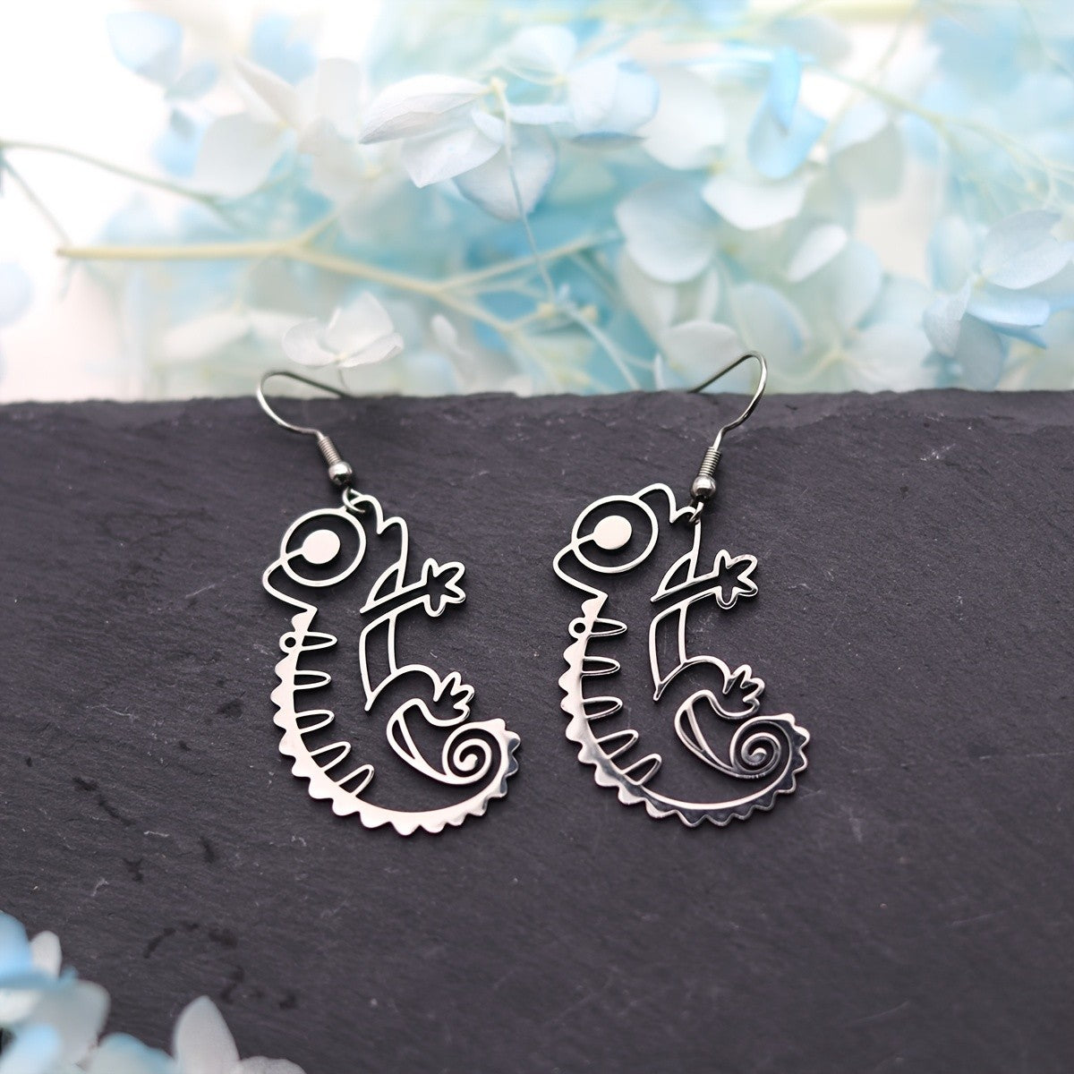 Dainty Lizard Drop Earrings
