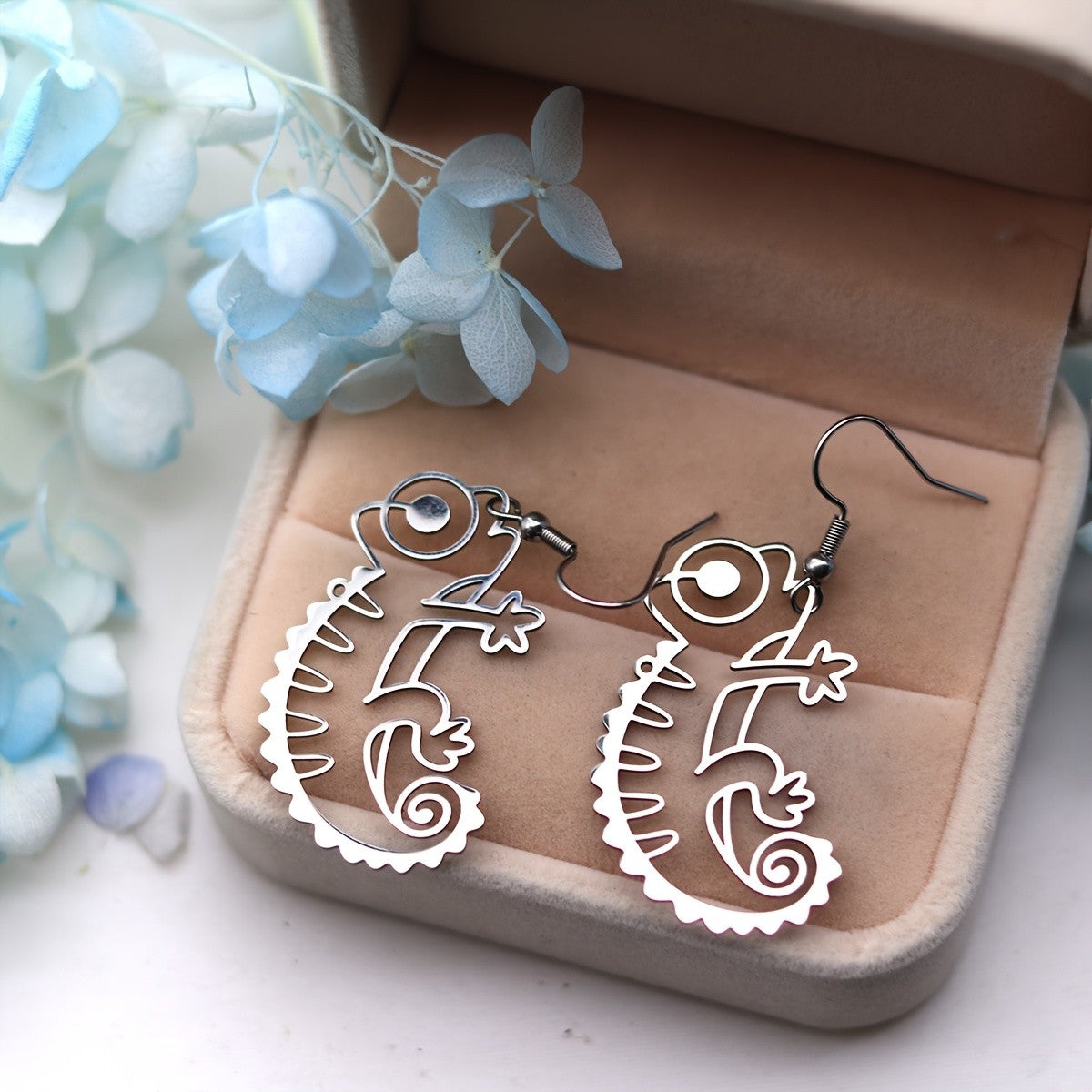 Dainty Lizard Drop Earrings