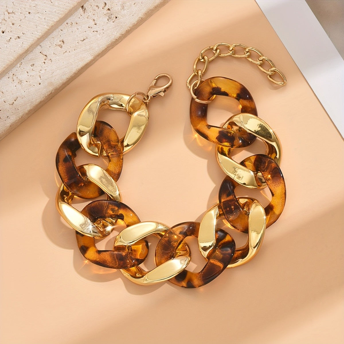 Boho Tortoise Acrylic Link Bracelet