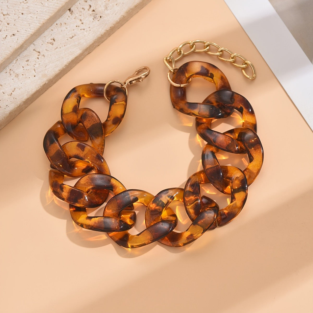 Boho Tortoise Acrylic Link Bracelet