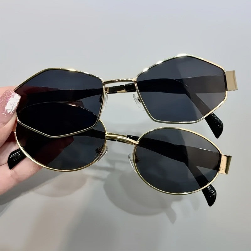 2pc Vintage Geometric Sunglasses Set