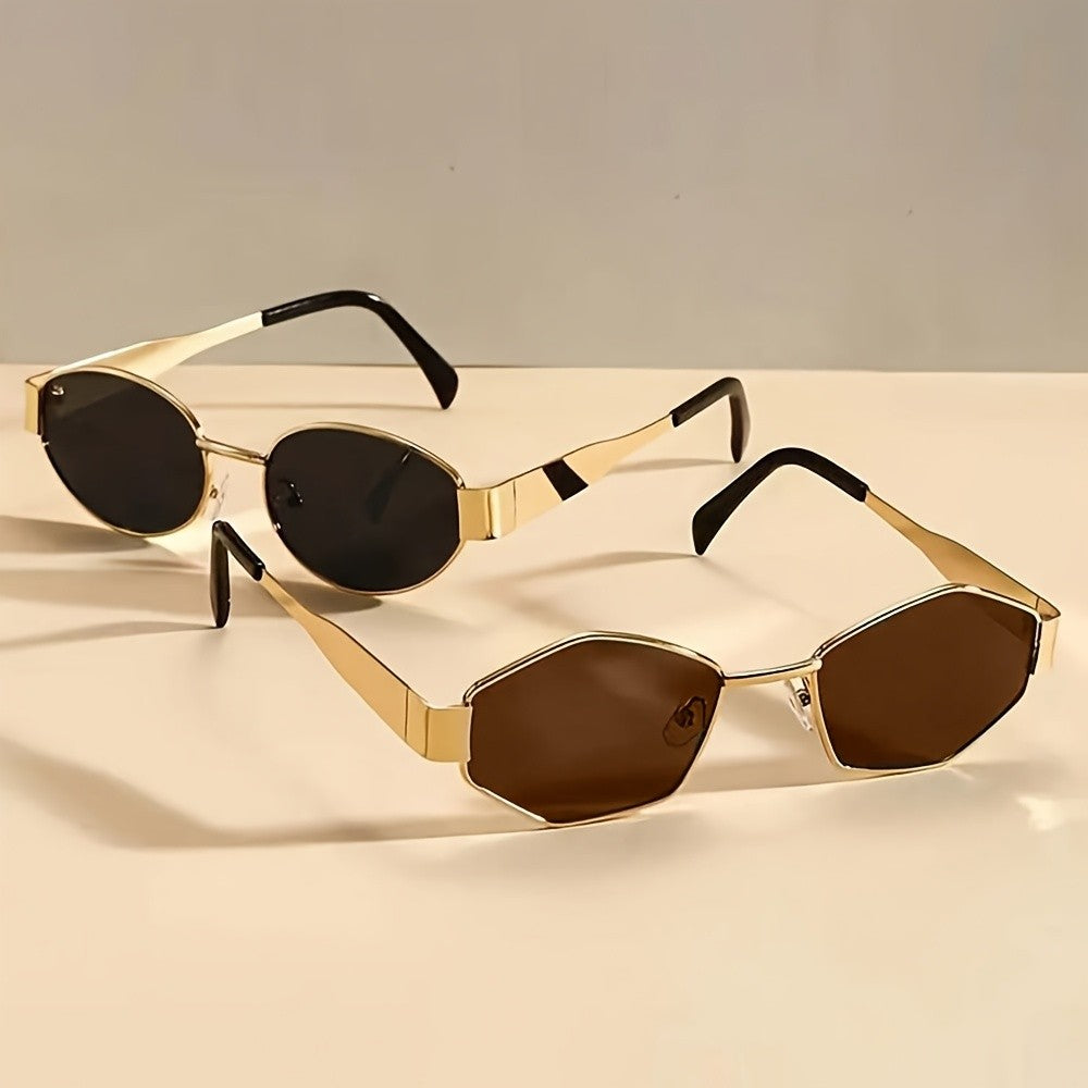 2pc Vintage Geometric Sunglasses Set