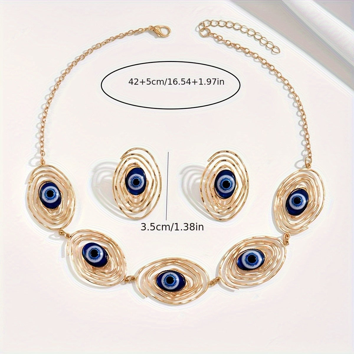 Classy Evil Eye Spiral Necklace Set