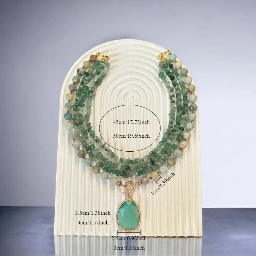 Boho Layered Green Stone Necklace