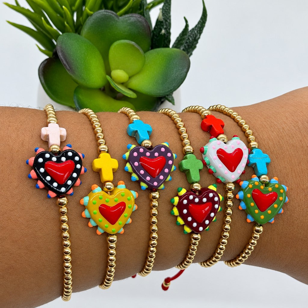 Cute Polka Dot Heart Bracelet