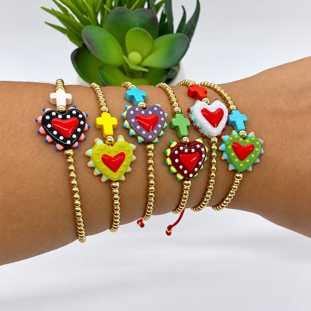 Cute Polka Dot Heart Bracelet