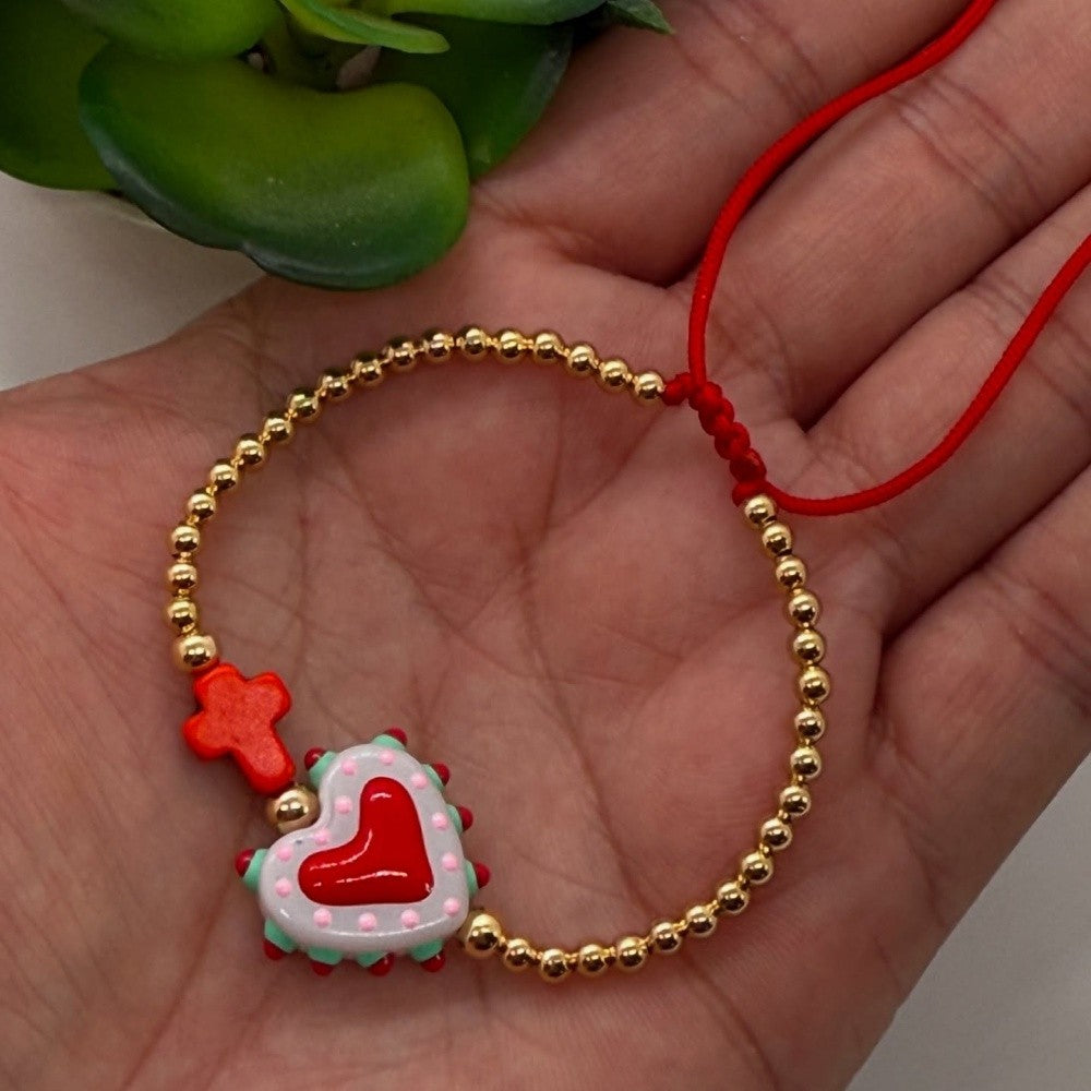 Cute Polka Dot Heart Bracelet