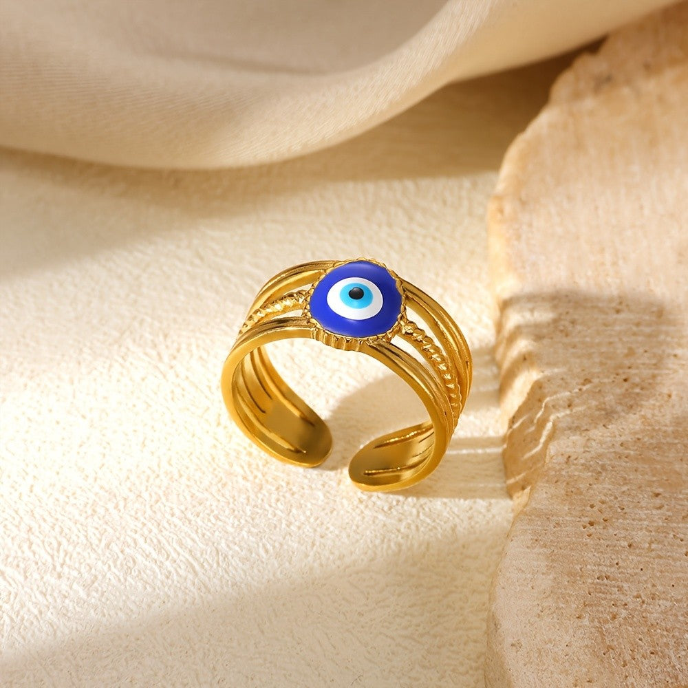18k Classy Evil Eye Open Ring
