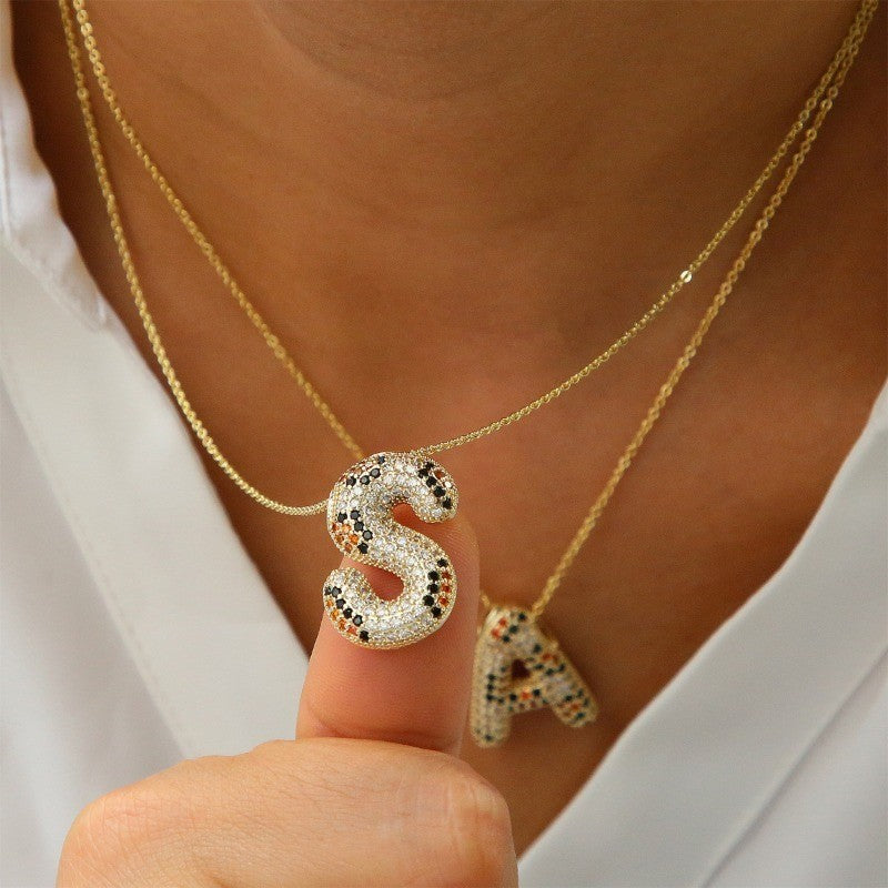 Dainty Paved Initial Letter Necklace