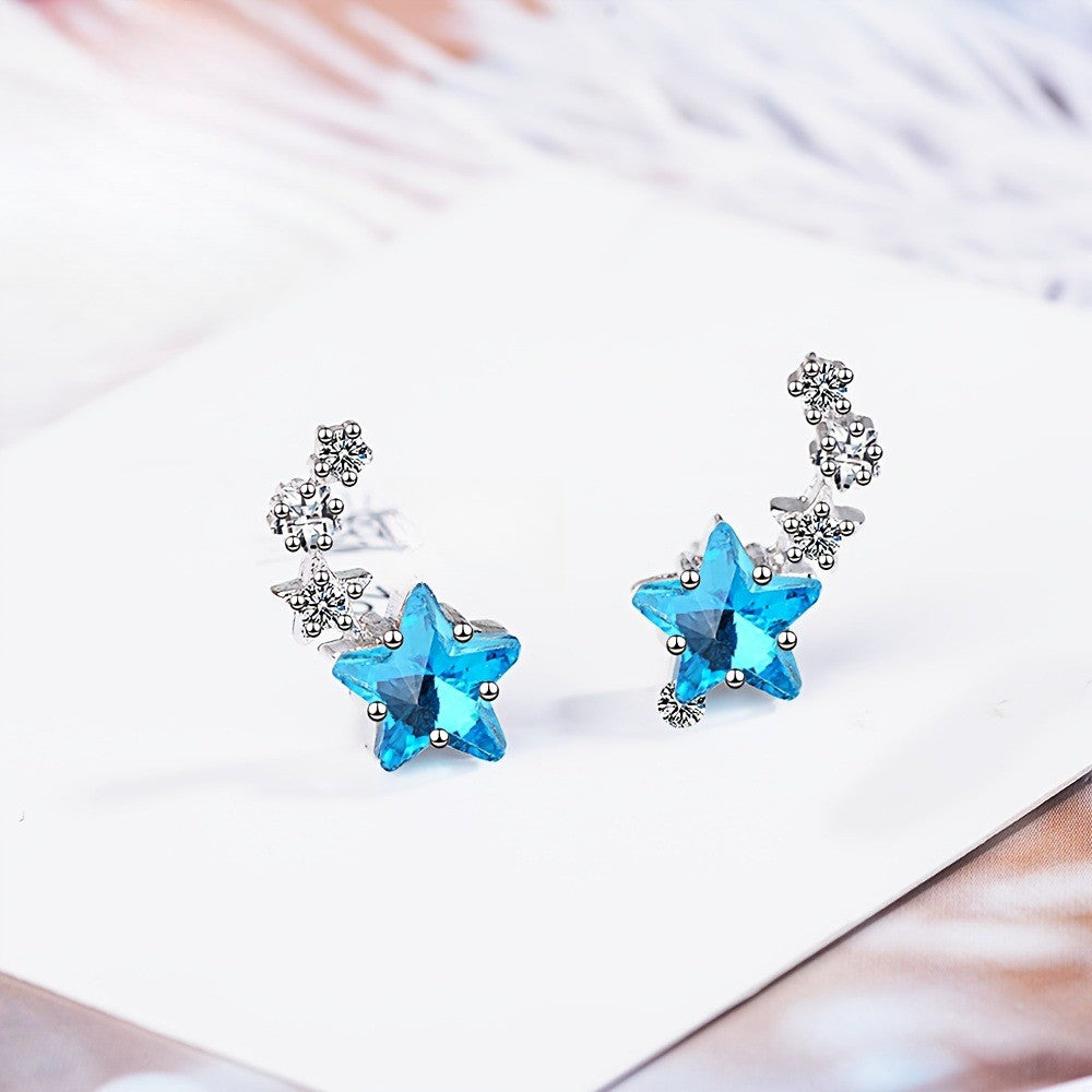 Elegant Blue Star Zircon Drop Earrings