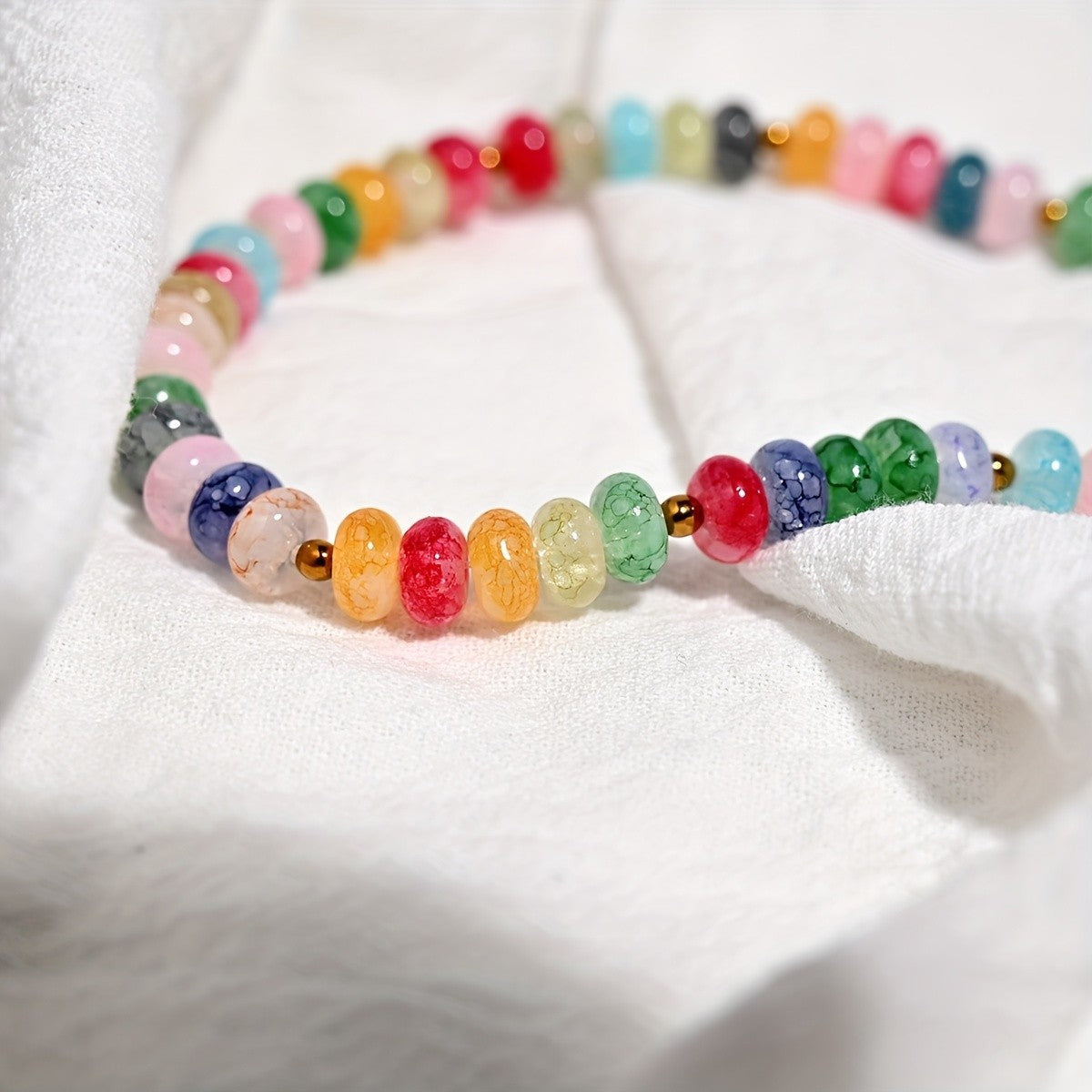 Boho Colorful Glass Bead Heart Necklace