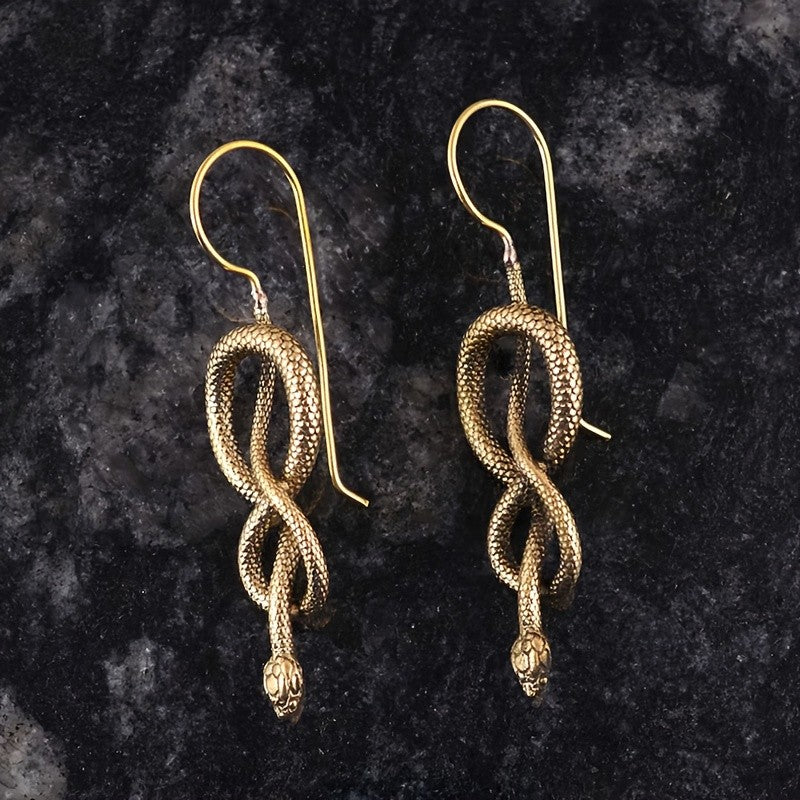 Vintage Inspired Entwined Snake Drop Earrings