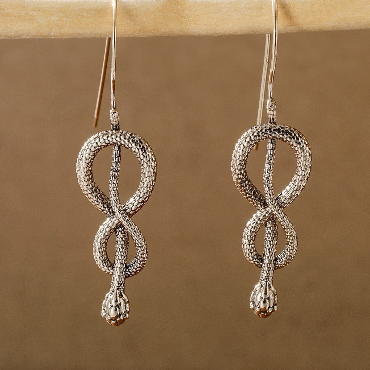 Vintage Inspired Entwined Snake Drop Earrings