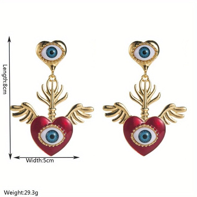 Classy Winged Heart & Pearl Bee Earrings
