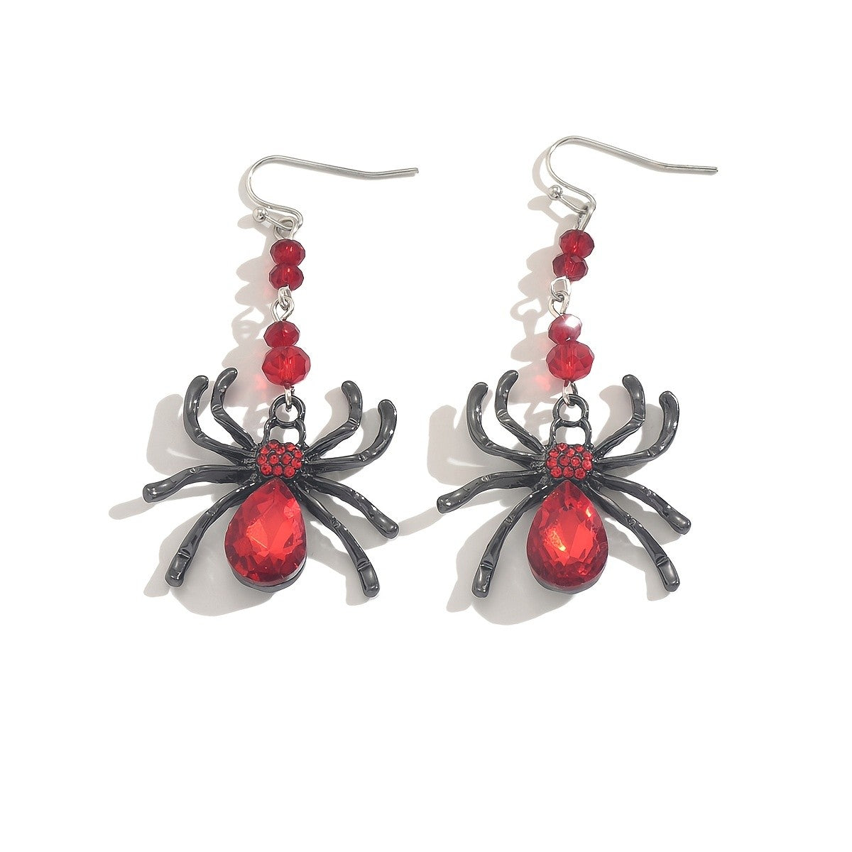 Gothic Red Spider Dangle Earrings