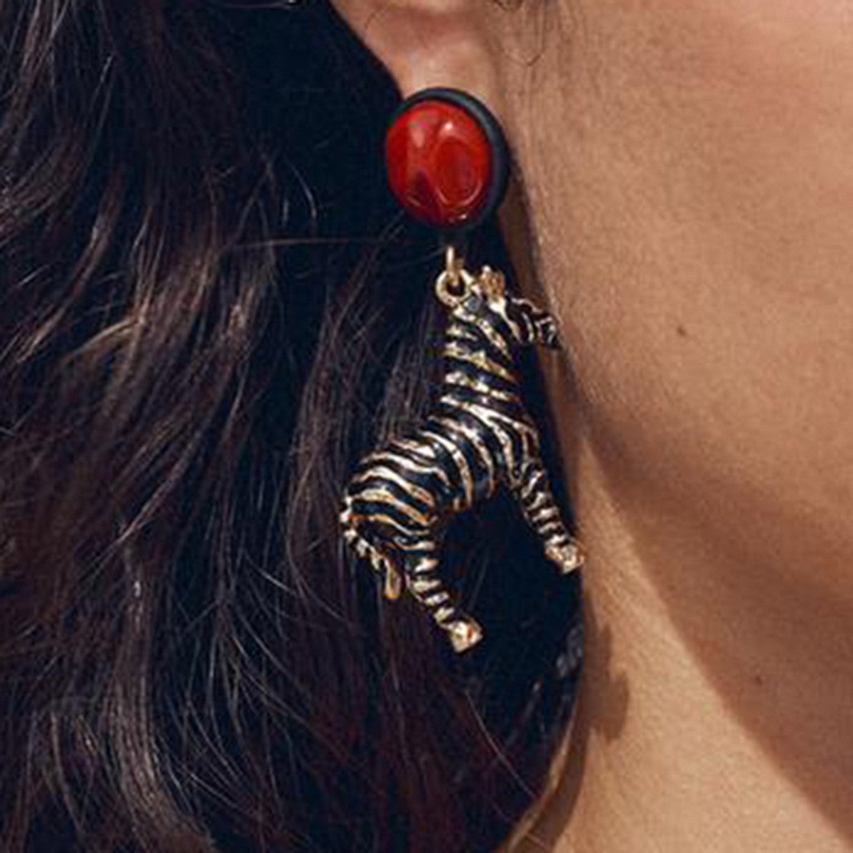 Vintage Zebra Drop Earrings