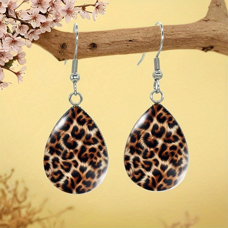 Bold Leopard Print Teardrop Earrings