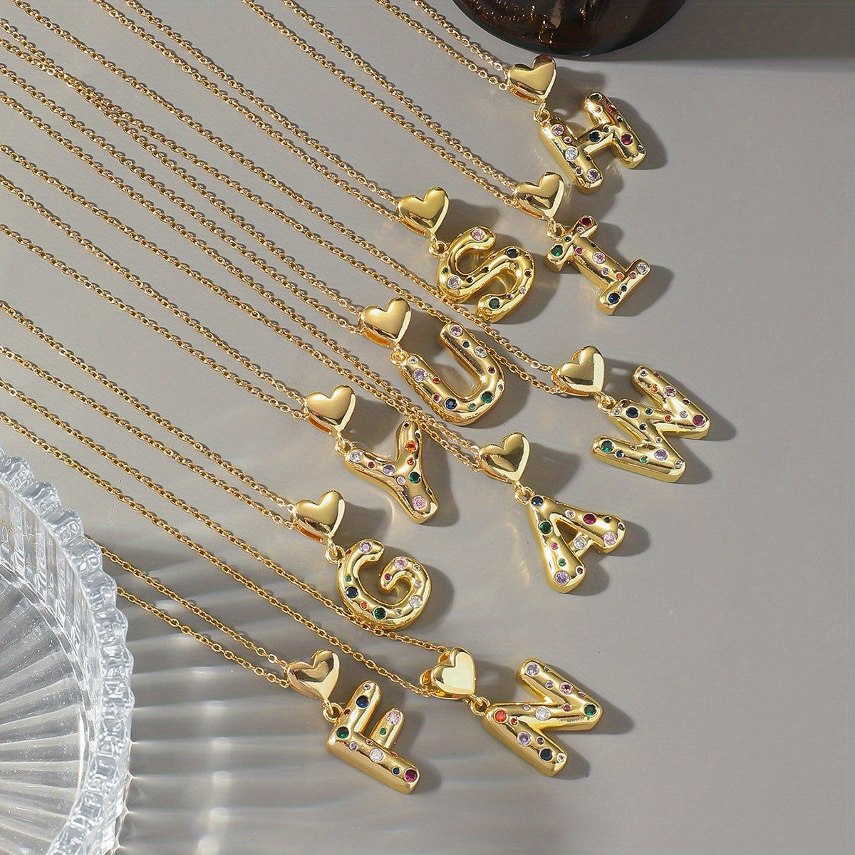 18k Dainty Heart Initial Necklace