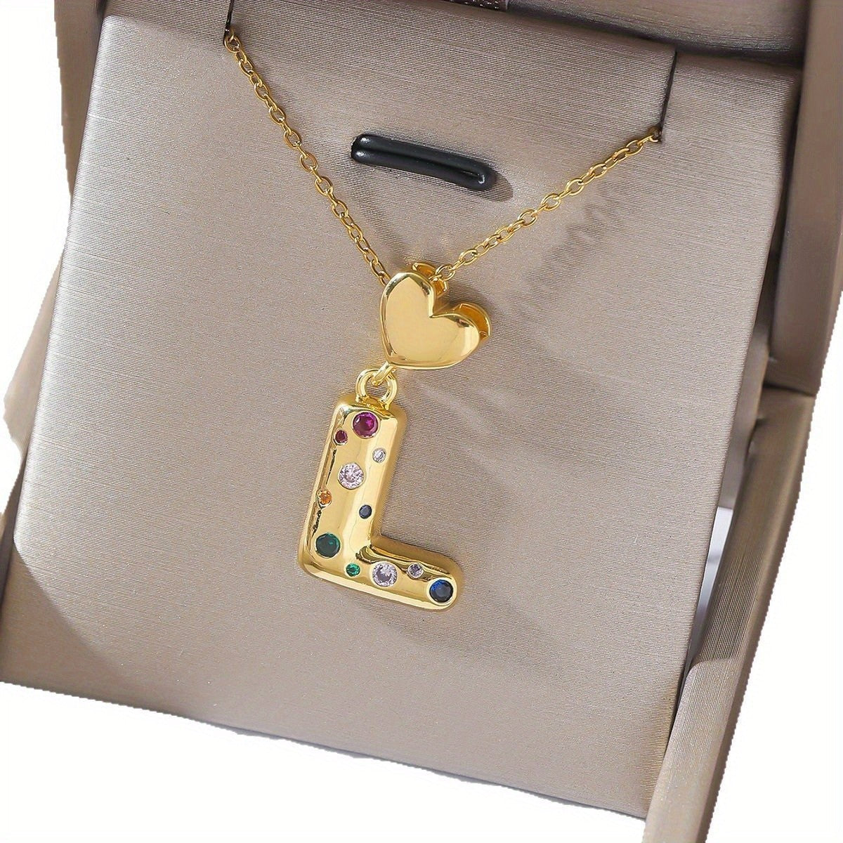 18k Dainty Heart Initial Necklace
