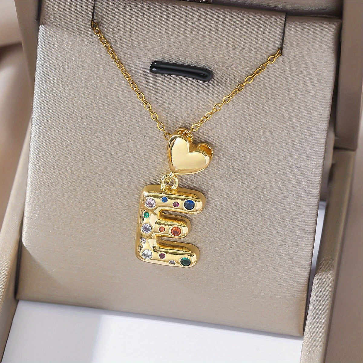 18k Dainty Heart Initial Necklace