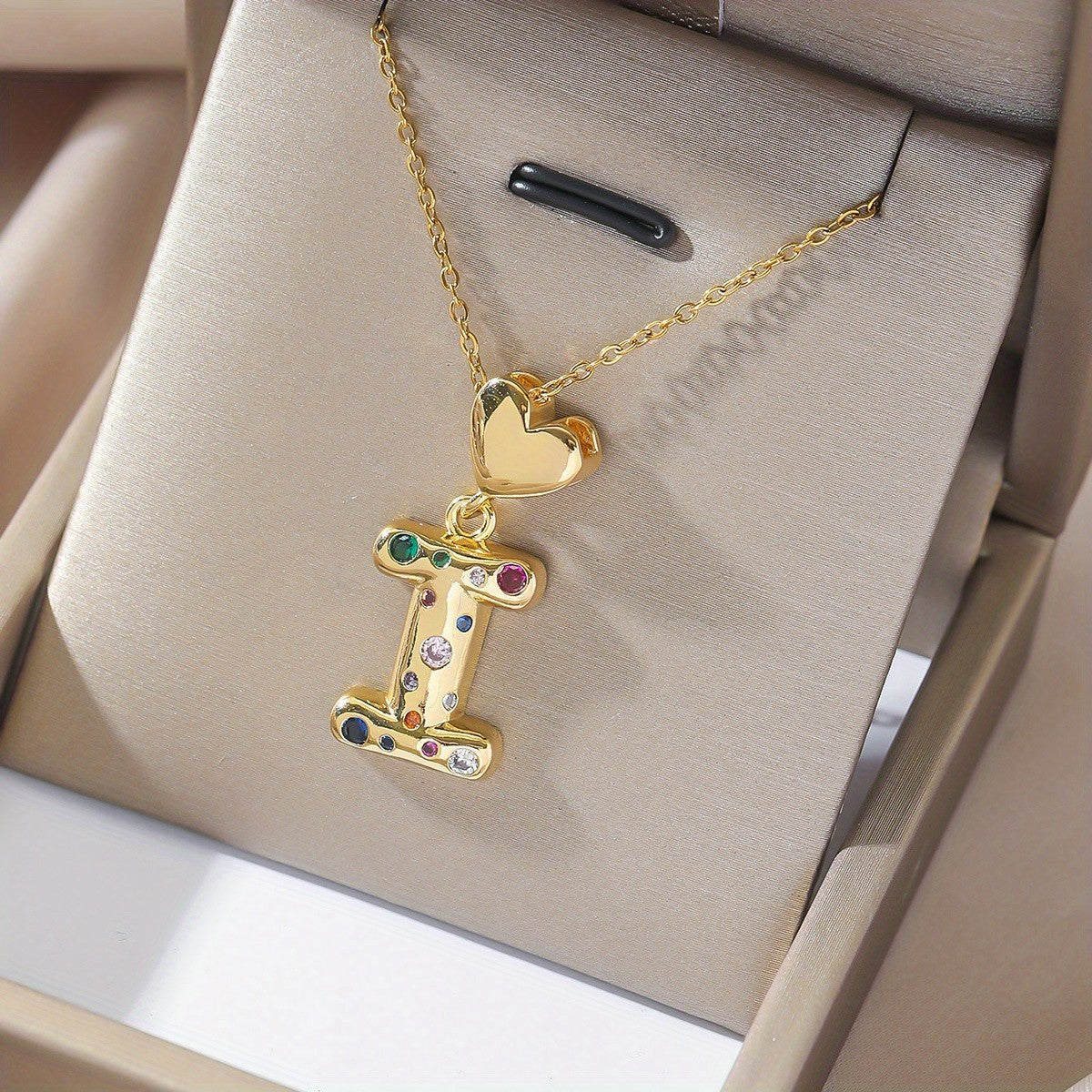 18k Dainty Heart Initial Necklace