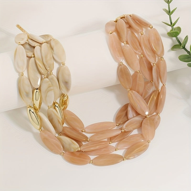 Elegant Multi-Layer Resin Oval Necklace