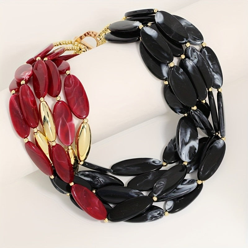 Elegant Multi-Layer Resin Oval Necklace