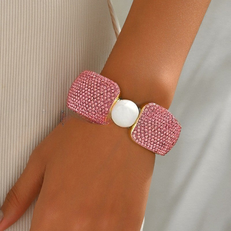 Classy Pink Pave Square Bracelet