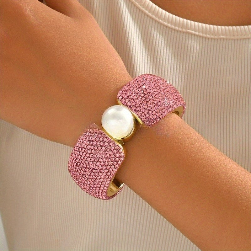 Classy Pink Pave Square Bracelet