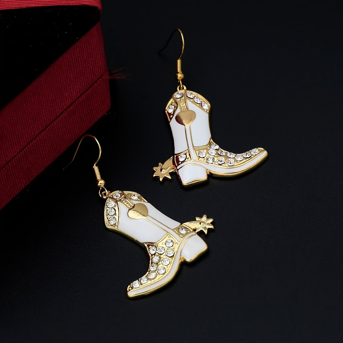 Classy Rhinestone Cowboy Boot Earrings