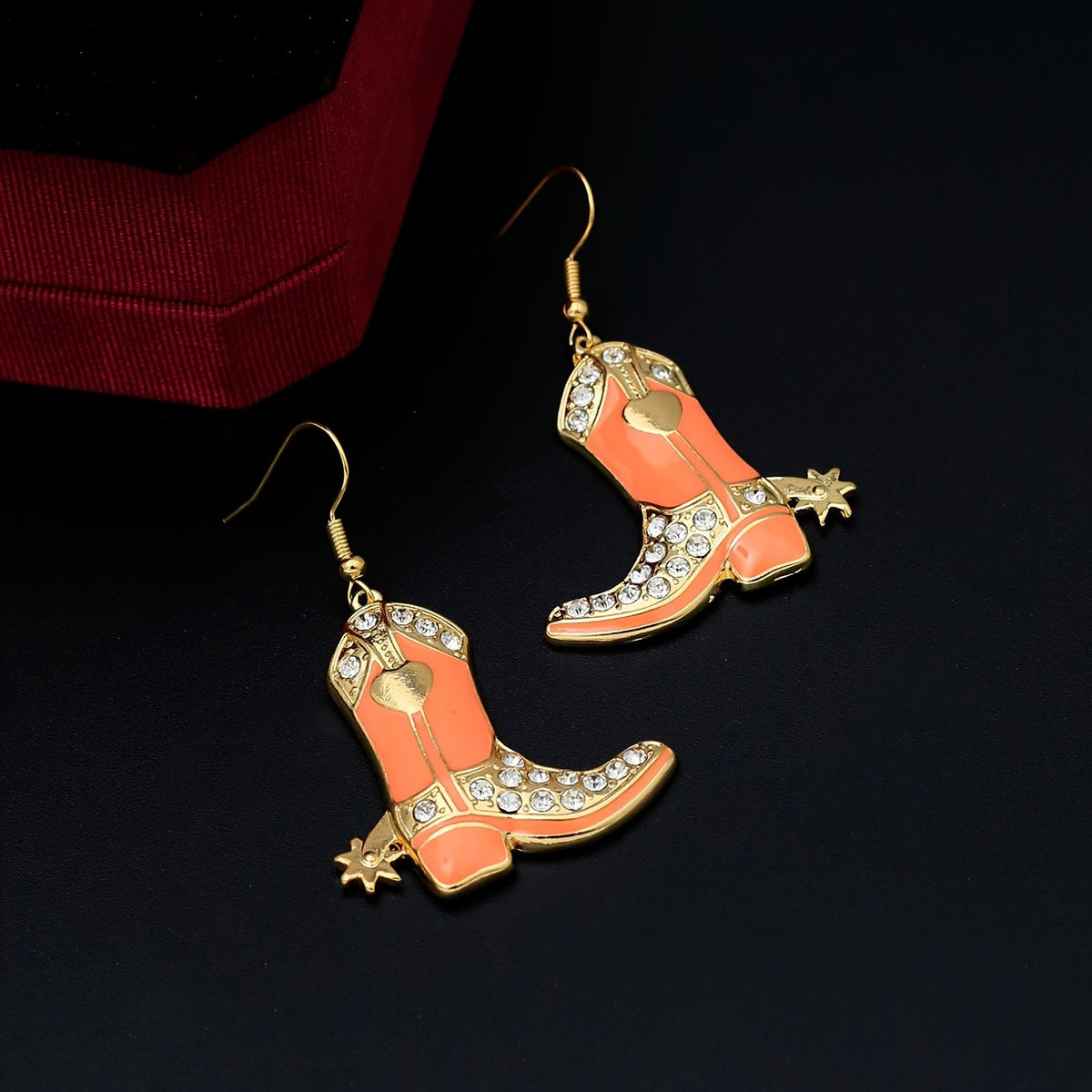 Classy Rhinestone Cowboy Boot Earrings