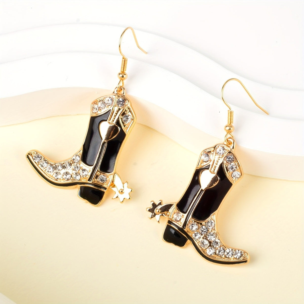 Classy Rhinestone Cowboy Boot Earrings